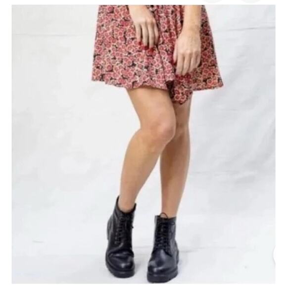 NWT Free People Corset Lace Up Mini Dress Red Floral S - Picture 6 of 9